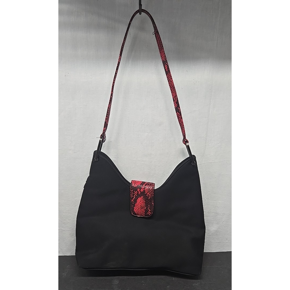 INC Women’s Black & Red Snake Skin Shoulder Medium Purse Handbag